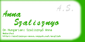 anna szalisznyo business card